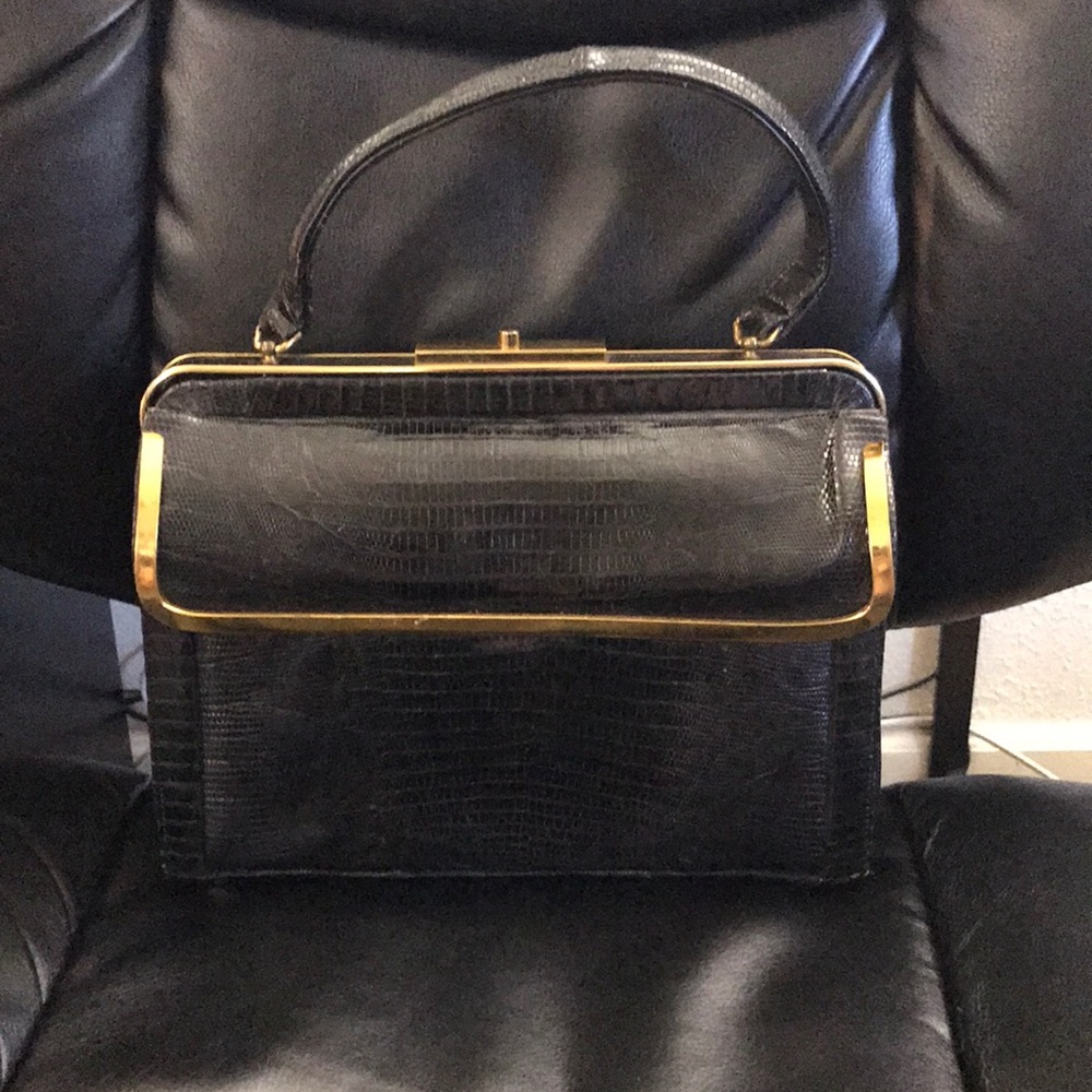 Vintage Palizzio Black Reptile Snake Purse